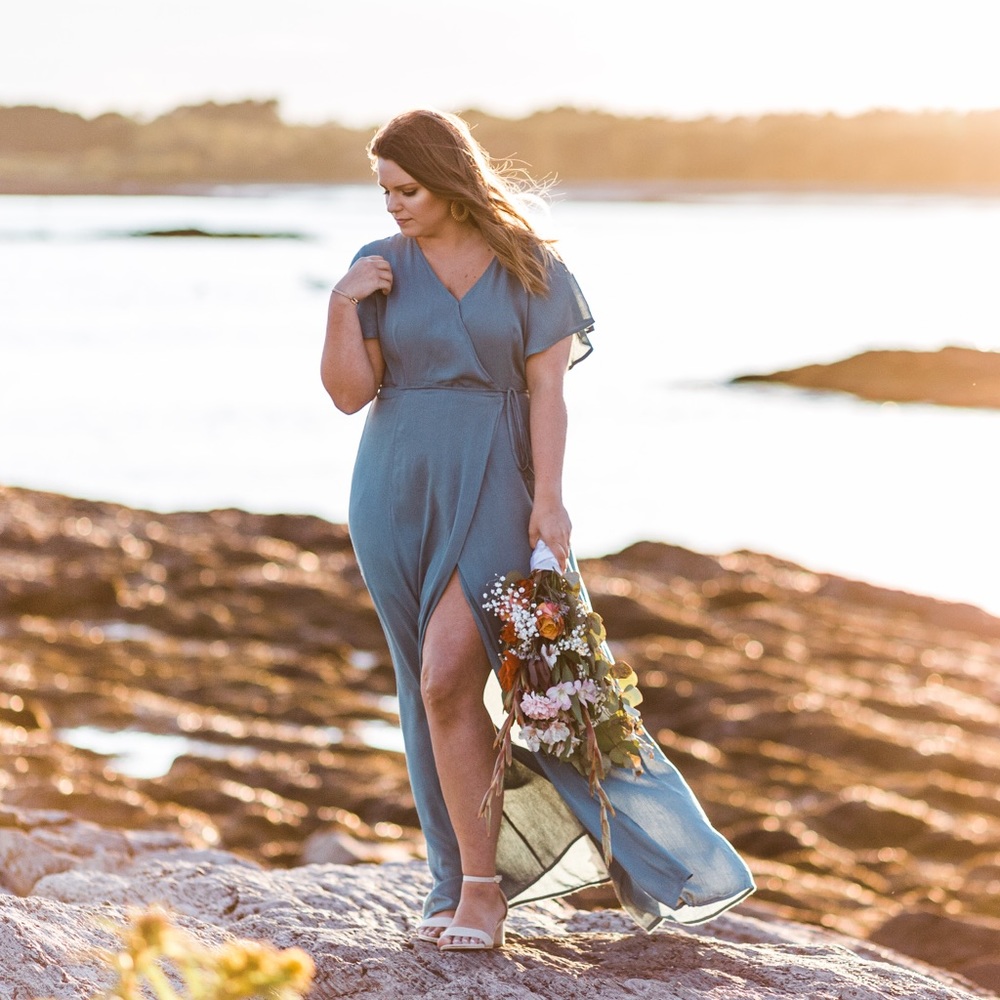 Teal maxi wrap dress